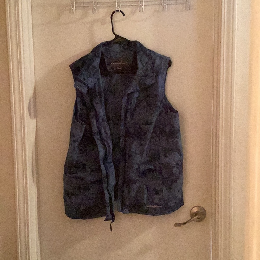 Eddie Bauer Blue Camouflage Jacket Vest Size XL - Picture 5 of 8